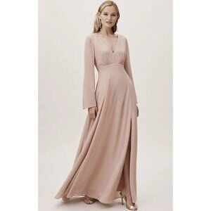 Anthropologie BHLDN Doria Chiffon Maxi Dress NEW in Mauve/Blush size US 6